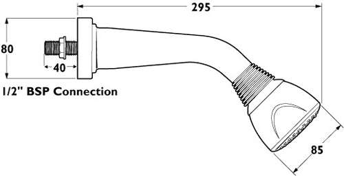 Technical image of Deva Shower Heads Kit S Multi Function Shower Head With Arm (Chrome).
