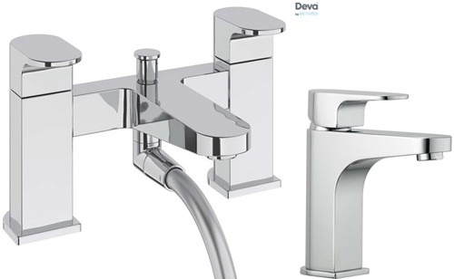 Larger image of Deva Lush Basin & Bath Shower Mixer Tap Set (Chrome).