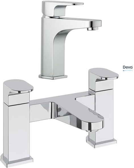 Larger image of Deva Lush Basin & Bath Filler Tap Set (Chrome).