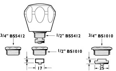 Technical image of Deva Spares Universal Conversion Tap Head Kit With Metal Handles (Pair).