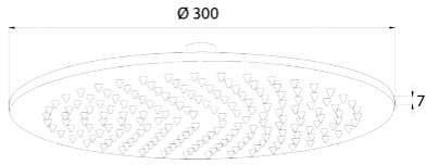 Technical image of Methven Round Thin Brass Shower Head 300mm (Chrome).