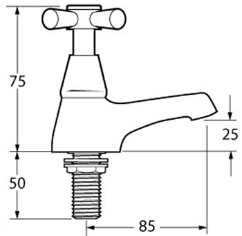 Technical image of Deva Milan Bath Taps With Metal Backnuts (Chrome).