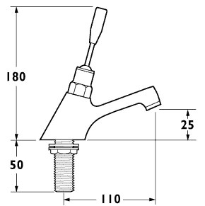 Technical image of Deva Commercial Non-Concussive Lever Basin Tap (individual)