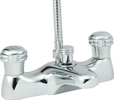 Larger image of Deva Pelican Bath Shower Mixer Tap With Shower Kit (Chrome).