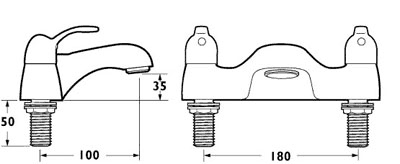 Technical image of Deva Provence Bath Filler Tap (Gold).