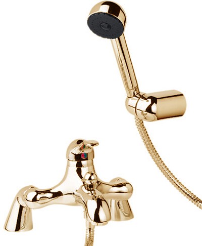 Larger image of Deva Provence Bath Shower Mixer Tap With Shower Kit (Gold).