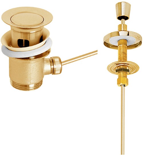 Larger image of Deva Wastes 1 1/4" Lever Operated Basin Waste (Slotted, Gold).