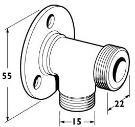 Technical image of Deva Accessories 15mm Shower Back Plate Elbows (Pair, Gold).