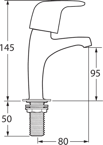 Technical image of Deva Reva High Neck Sink Taps (Pair, Chrome).