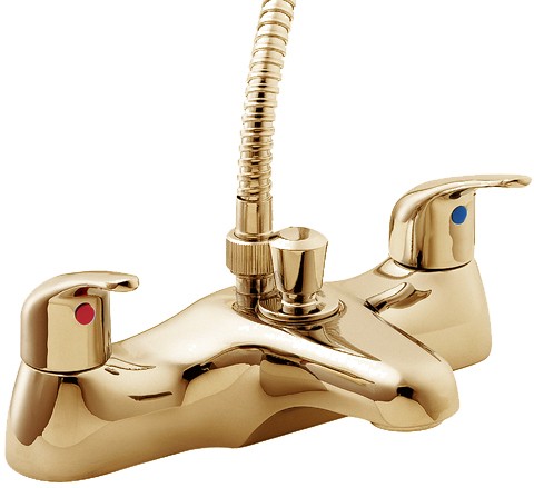 Larger image of Deva Revelle Bath Shower Mixer Tap With Shower Kit (Gold).