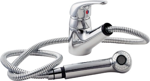 Larger image of Deva Revelle Single Lever Kitchen Tap With Pull Out Rinser (Chrome).