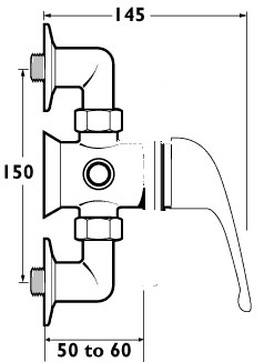 Technical image of Deva Revelle Manual Exposed Shower Valve (Chrome).