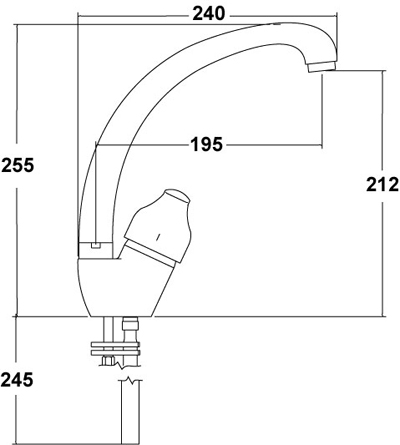 Technical image of Deva Contemporary Mono Sink Mixer Tap With Swivel Spout.