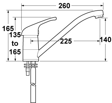 Technical image of Deva Contemporary Mono Sink Mixer Tap With Swivel Spout.