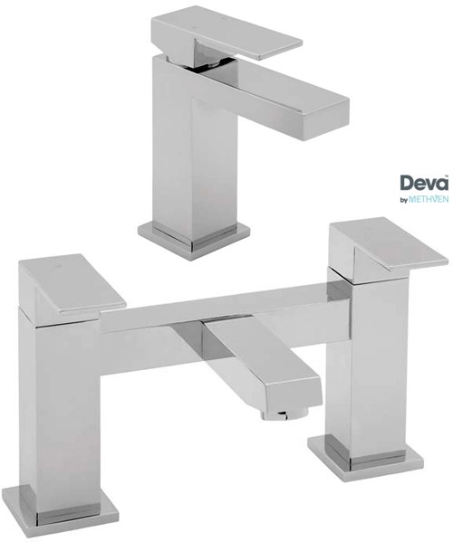 Larger image of Deva Savvi Basin & Bath Filler Tap Set (Chrome).