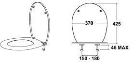 Technical image of Deva Toilet Seats Toilet Seat With Plasic Hinges (White, Plastic).