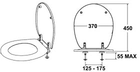 Technical image of Deva Toilet Seats Toilet Seat With Stainless Steel Hinges (White, Plastic).