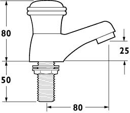 Technical image of Deva Senate Basin Taps (Pair, Chrome).