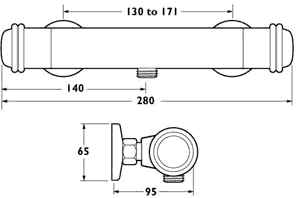 Technical image of Deva Senate Senate Low Pressure Thermostatic Shower Valve (Gold).