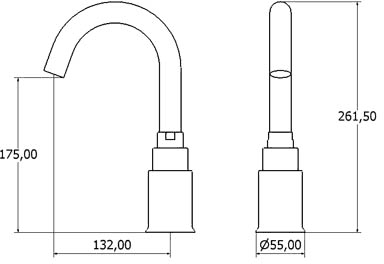 Technical image of Deva Sensor Electronic Basin Sensor Tap (Battery Or Mains Powered).