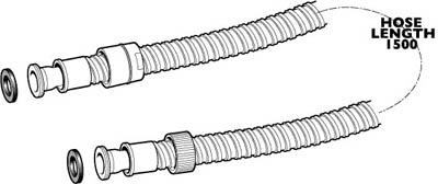 Technical image of Deva Accessories 1.5M Double Interlock Shower Hose.  (Chrome)