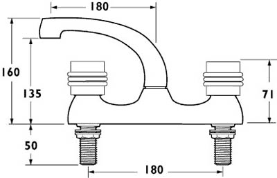 Technical image of Deva Solerno Dual Flow Kitchen Tap With Swivel Spout.