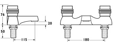 Technical image of Deva Solerno Bath Filler Tap.