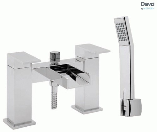 Larger image of Deva Sparkle Waterfall Bath Shower Mixer Tap With Shower Kit (Chrome).