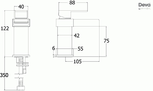 Technical image of Deva Sparkle Waterfall Mini Mono Basin Mixer Tap (Chrome).