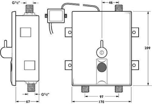 Technical image of Deva Electronic Sensor Controlled Shower Valve (Mains Powered).