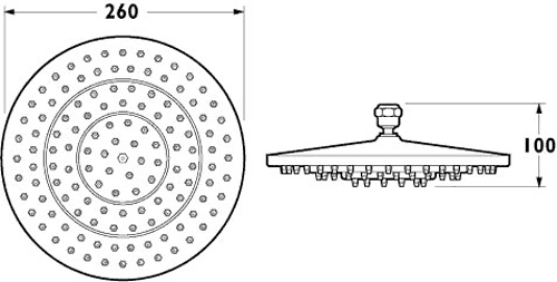 Technical image of Deva Shower Heads 10" Shower Head With Swivel Joint (Chrome).