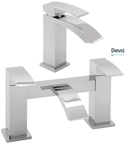 Larger image of Deva Swoop Basin & Bath Filler Tap Set (Chrome).