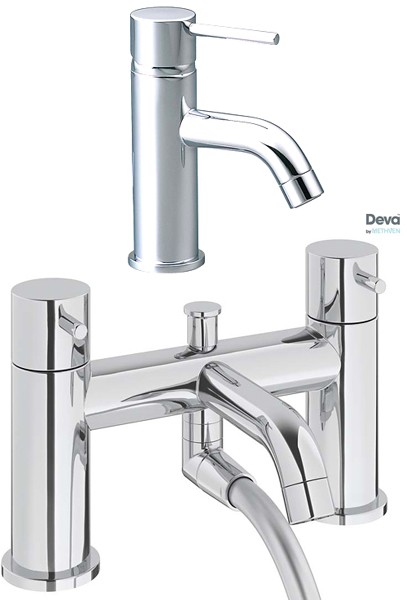 Larger image of Deva Tease Basin & Bath Shower Mixer Tap Set (Chrome).