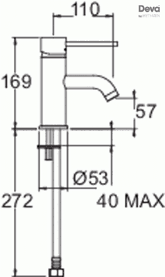 Technical image of Deva Tease Mono Basin Mixer Tap With Press Top Waste (Chrome).