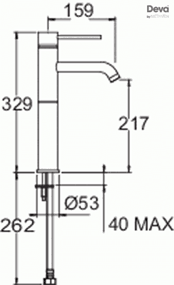 Technical image of Deva Tease Tall Mono Basin Mixer Tap (Chrome).