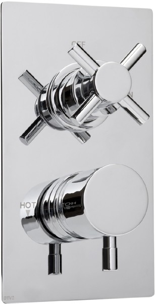 Larger image of Deva DTV2 Thermostatic TMV2 1/2" Twin Concealed Shower Valve (Chrome).