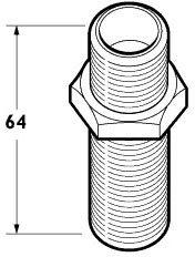 Technical image of Deva Shower Arms 1/2" Brass Straight Nipple And Back Nut.