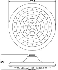 Technical image of Deva Shower Heads 8" Shower Head With Swivel Joint (Chrome).