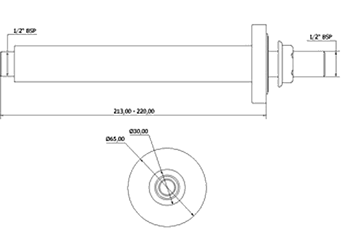 Technical image of Deva Shower Arms 200mm Round Ceiling Mounting Arm (Chrome).