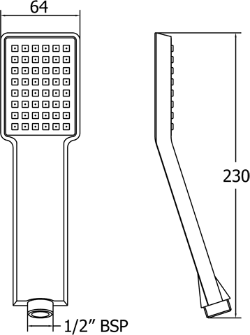 Technical image of Deva Shower Heads Single Mode Square Shower Handset (Chrome).