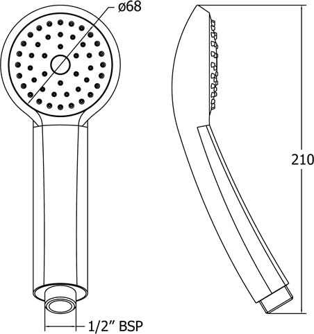 Technical image of Deva Shower Heads Single Mode Shower Handset (Chrome).