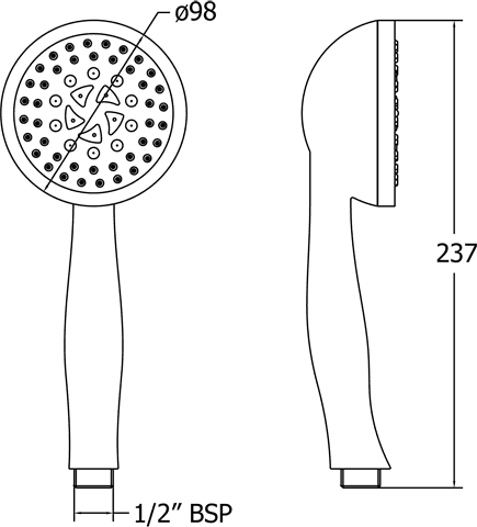 Technical image of Deva Shower Heads 5 Mode Shower Handset (Chrome).