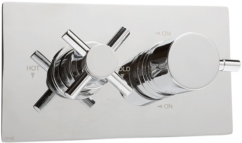 Larger image of Deva DTV2 Thermostatic TMV2 1/2" Twin Concealed Shower Valve (Chrome).