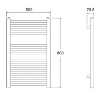 Technical image of TR Rads Square Frame Towel Rail. 500x800mm. 1369 BTU.