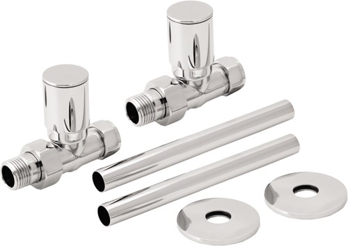 Larger image of TR Rads Straight Minimalist Radiator Valves With Trim (Pair).