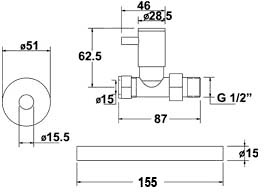 Technical image of TR Rads Straight Lever Head Rad Valves With Trim (Pair).