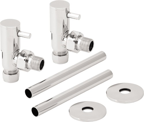 Larger image of TR Rads Angled Lever Head Radiator Valves With Trim (Pair).