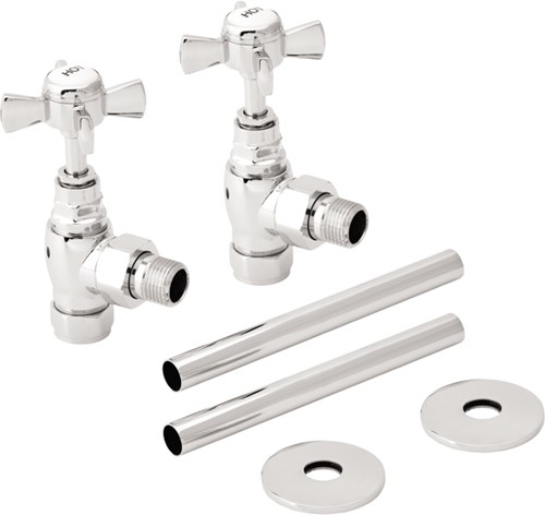 Larger image of TR Rads Tall Traditional Angled Rad Valves & Trim. (Pair)