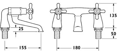 Technical image of Deva Regency Bath Filler Tap (Chrome).