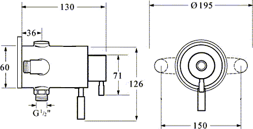 Technical image of Deva Vision Exposed Thermostatic Shower Valve, Multi Mode Kit & Regulator.